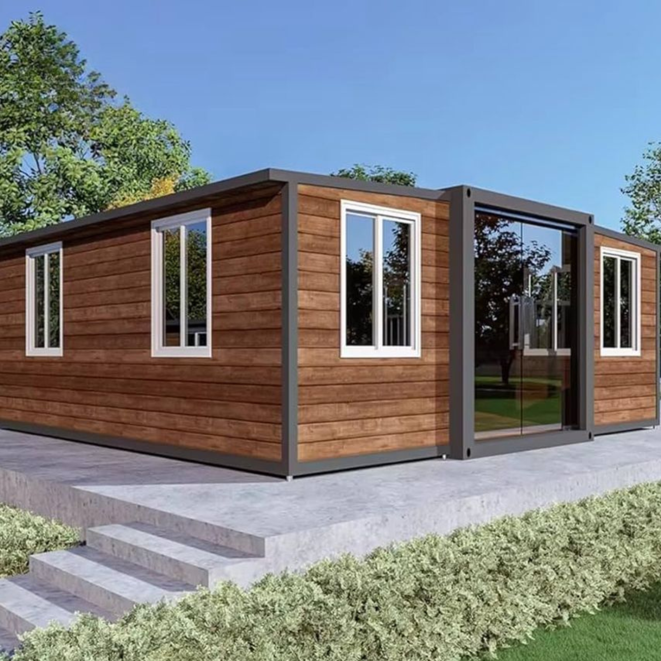 Maison modulaire extérieure marron